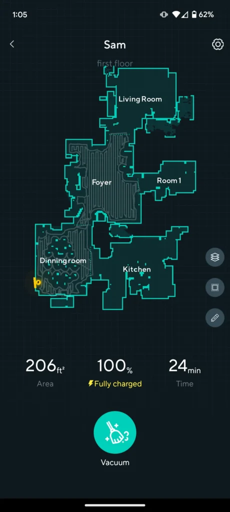 Robot Vacuum Floor Map with Cleaning Paths